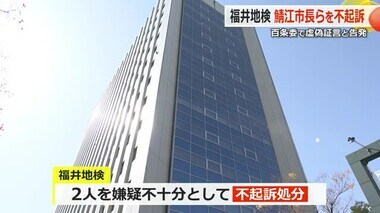 鯖江市百条委員会の虚偽証言問題　佐々木市長と市議 　嫌疑不十分で不起訴　福井地検