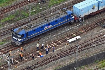 山陽線、25日も一部区間で終日運休　JR新山口駅で貨物列車が脱線