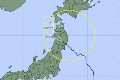 台風5号、東北太平洋側が大雨に　東北横断の見込み