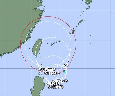 沖縄の南に熱帯低気圧　あす28日にも台風へ　暴風域を伴い沖縄接近の恐れ