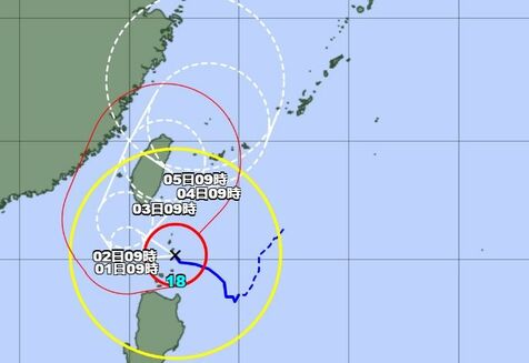 大型で非常に強い台風18号　3日から4日、暴風域伴い沖縄地方に接近する恐れ【1日午前3時現在】