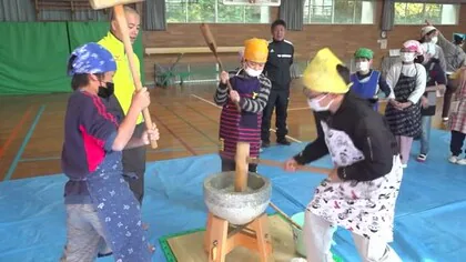 島の小中学校で恒例の「餅つき」　生徒が育てた米で一足早くお正月気分【長崎県五島市】