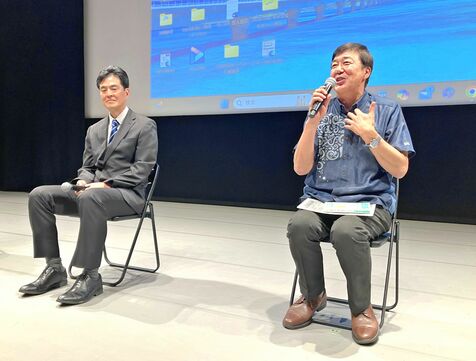 「子どもファースト」学ぶ　出演者ら登壇　通知表廃止の実践紹介　糸満で「夢みる校長先生」上映会